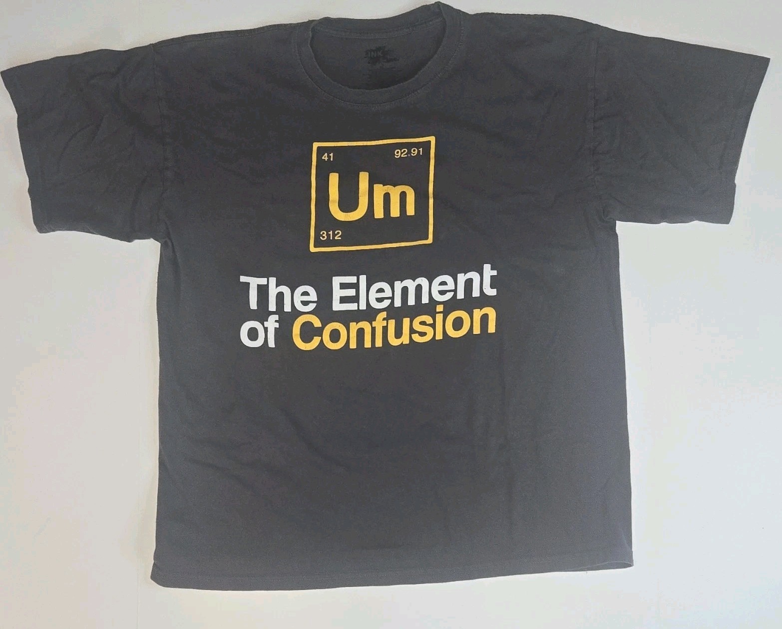 INK, Inc. Funny Graphic Print T-Shirt Gray XL Cotton Blend Crew Neck