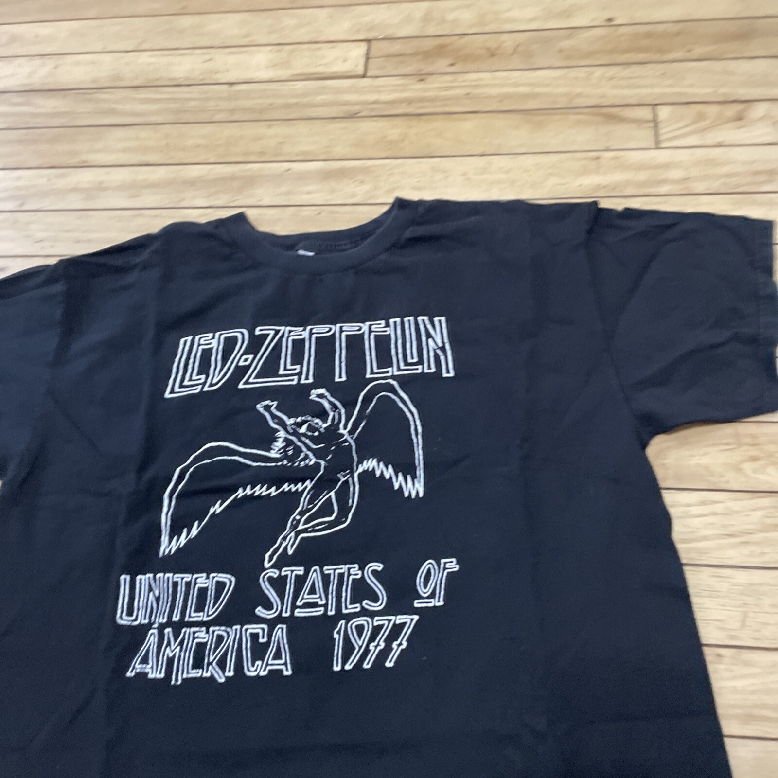 Led Zeppelin Shirt Vtg Y2k ALLSTYLE Men L Black Classic Rock Music Band Tee 42″
