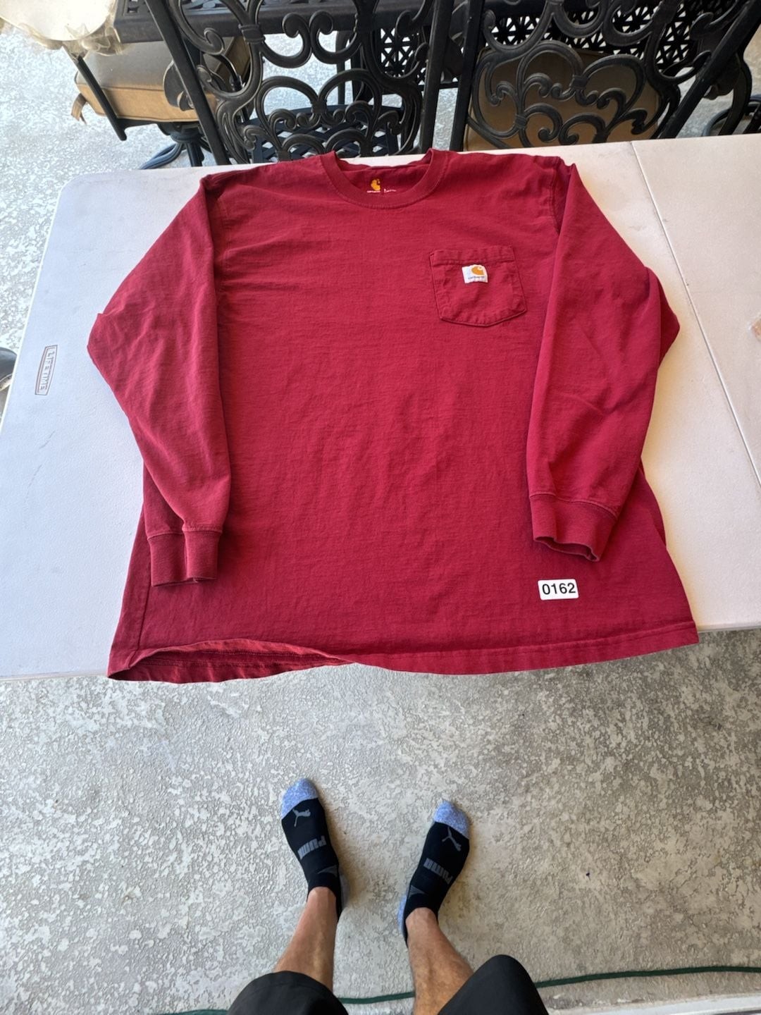 Carhartt Men’s K126 Loose Fit Heavyweight Long Sleeve Pocket T-Shirt Red