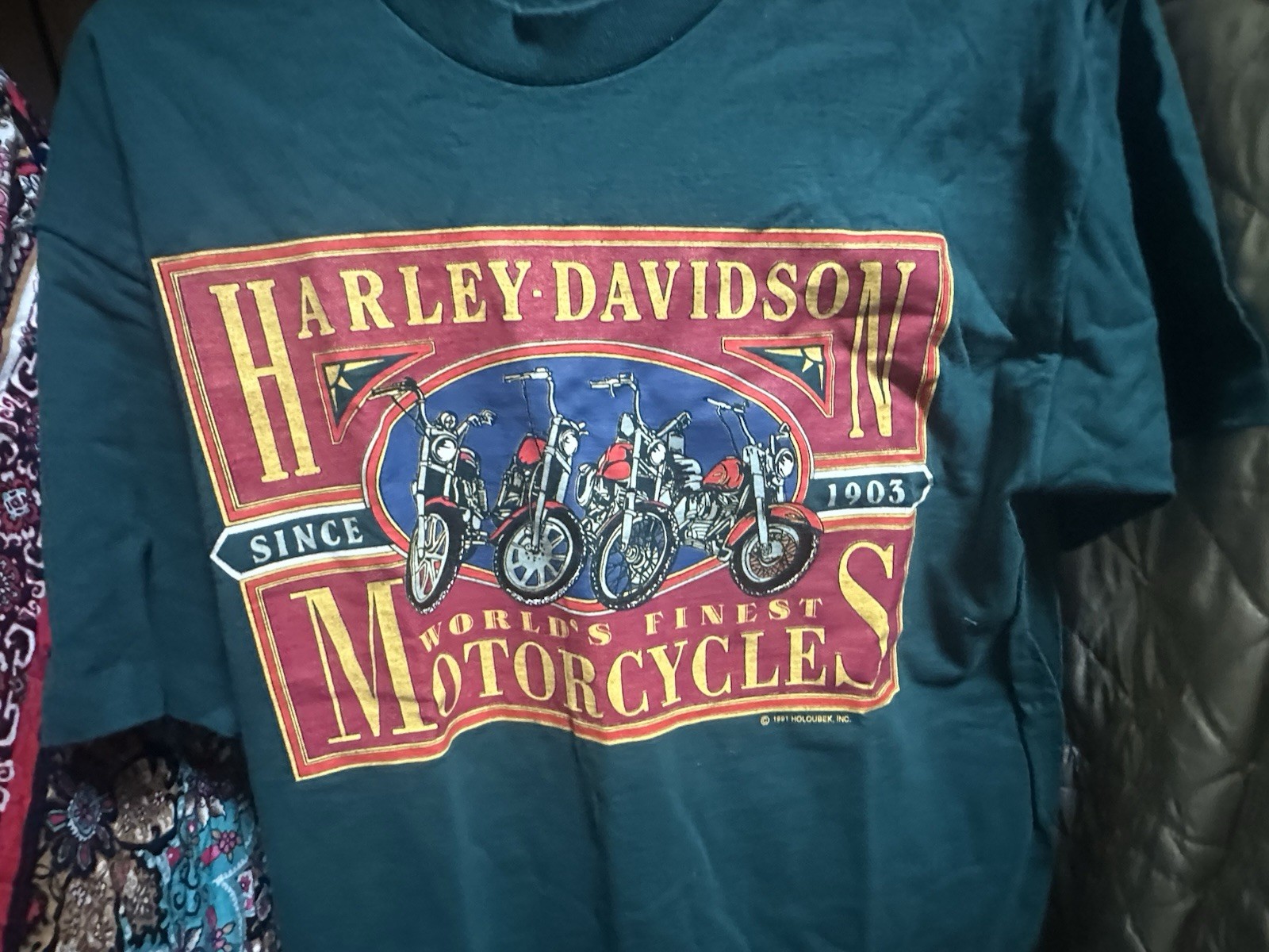 Vintage RARE HARLEY DAVISON & HOUSE OF LEATHER CAPE COD GREEN LABLED AUTHENTIC
