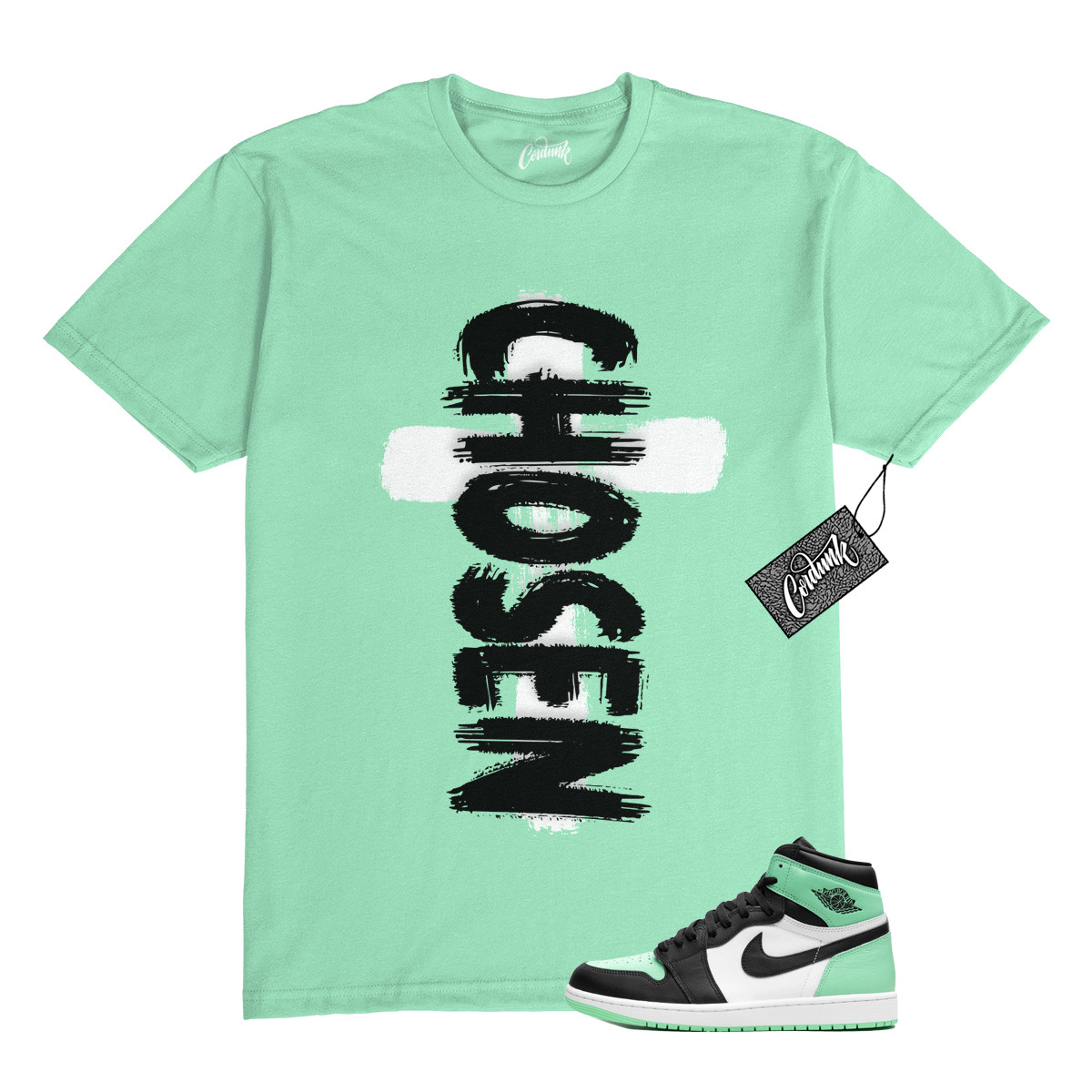 1 Green Glow Mint White Black High T Shirt Match CHOSEN