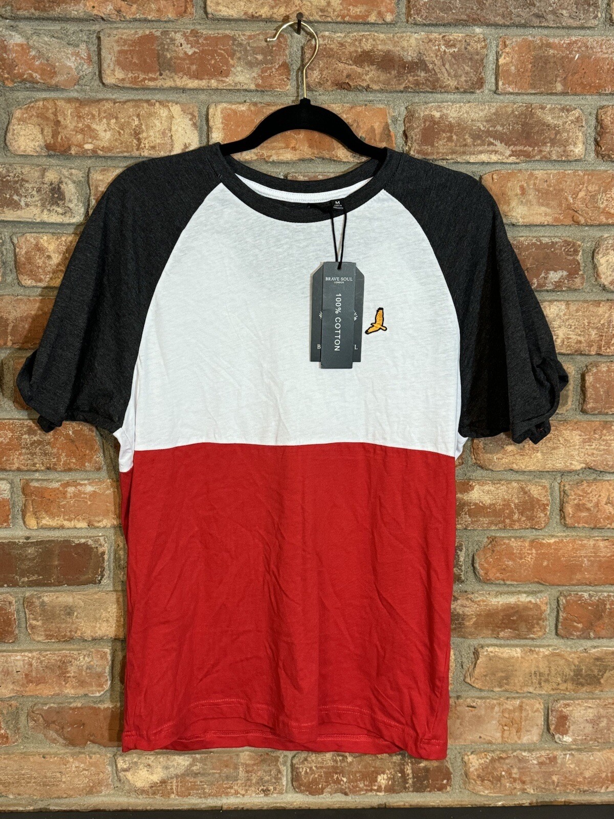 Brave Soul London Men’s Tri-color T-shirt Sz M Red Gray White New With Tags