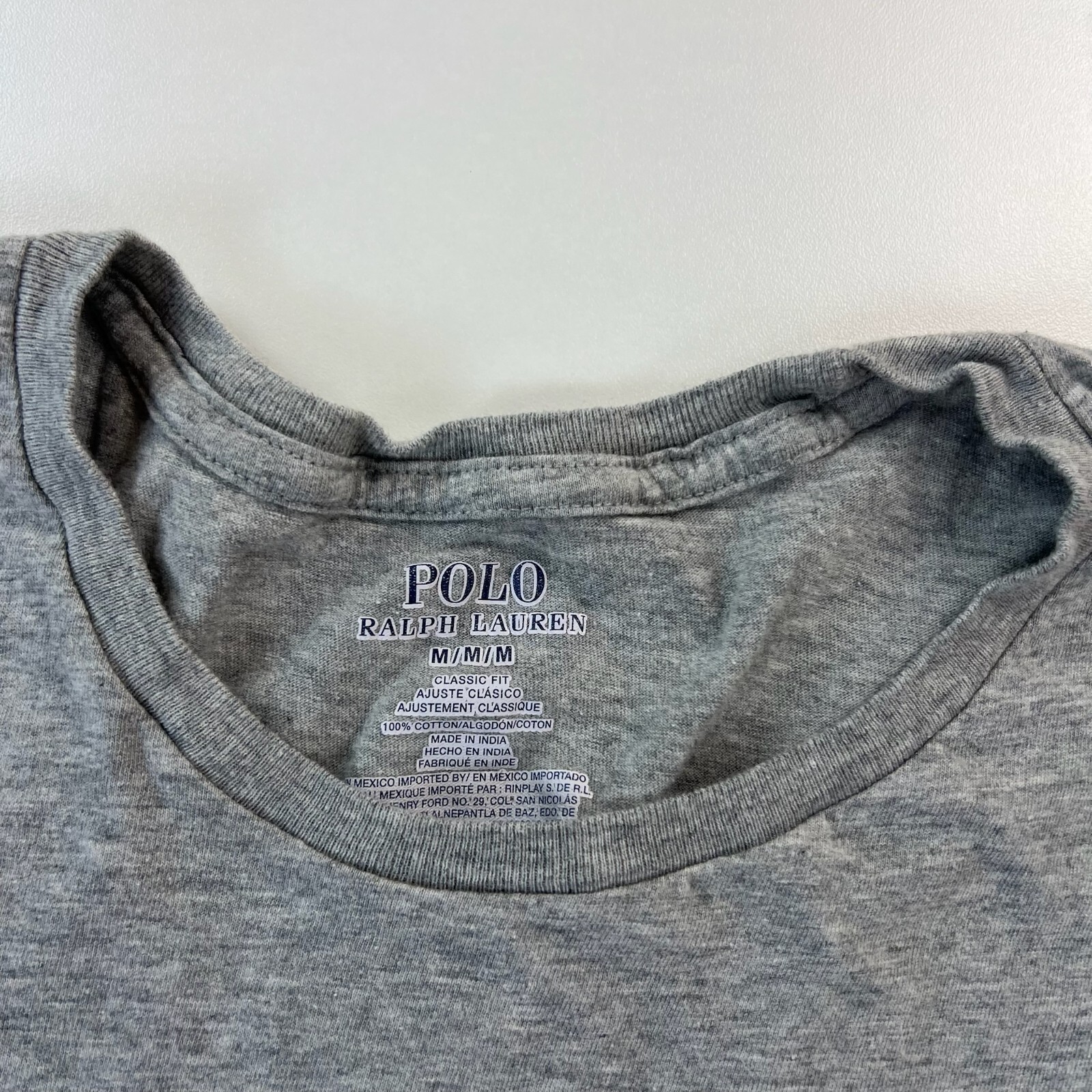 Polo Ralph Lauren Shirt Mens Medium Gray Crew Neck Classic Fit Pony Preppy