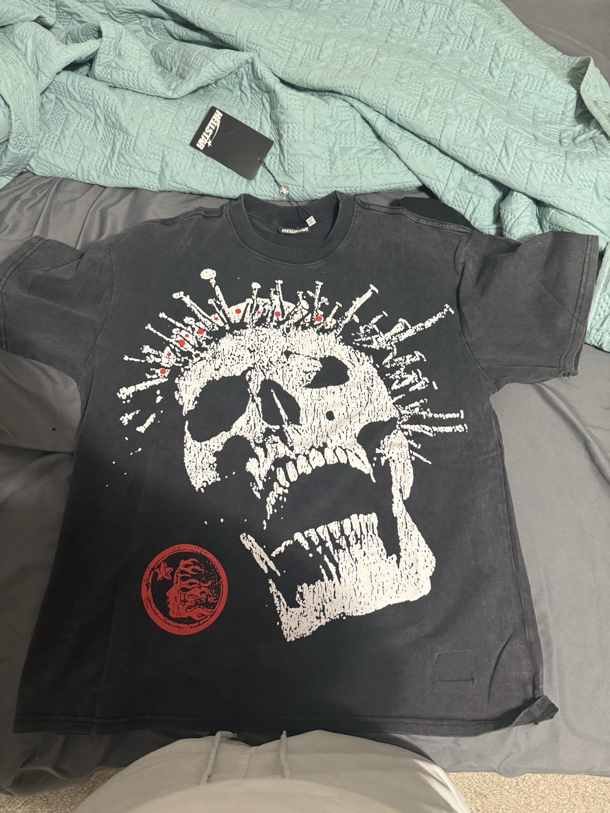 HELLSTAR Men’s Skull Graphic Print Crew Neck Short Sleeve T-Shirt Size L