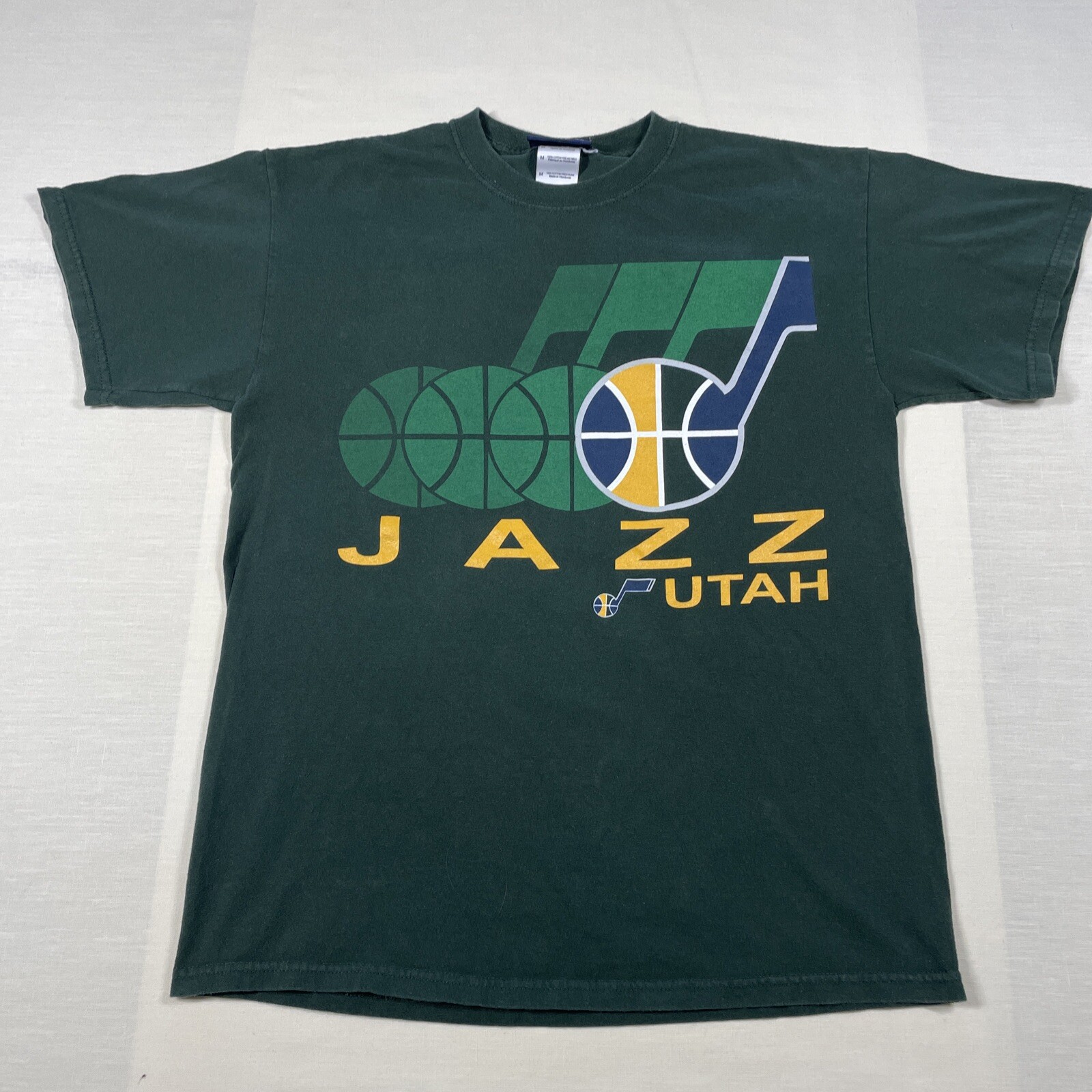 Utah Jazz Shirt Mens Medium Green Big Logo NBA Basketball Casual Classic Sports