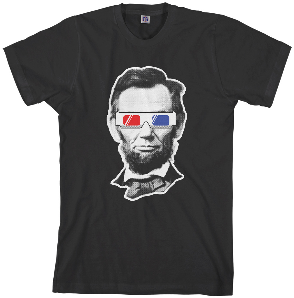Threadrock Men’s Abraham Lincoln 3D Glasses T-shirt President