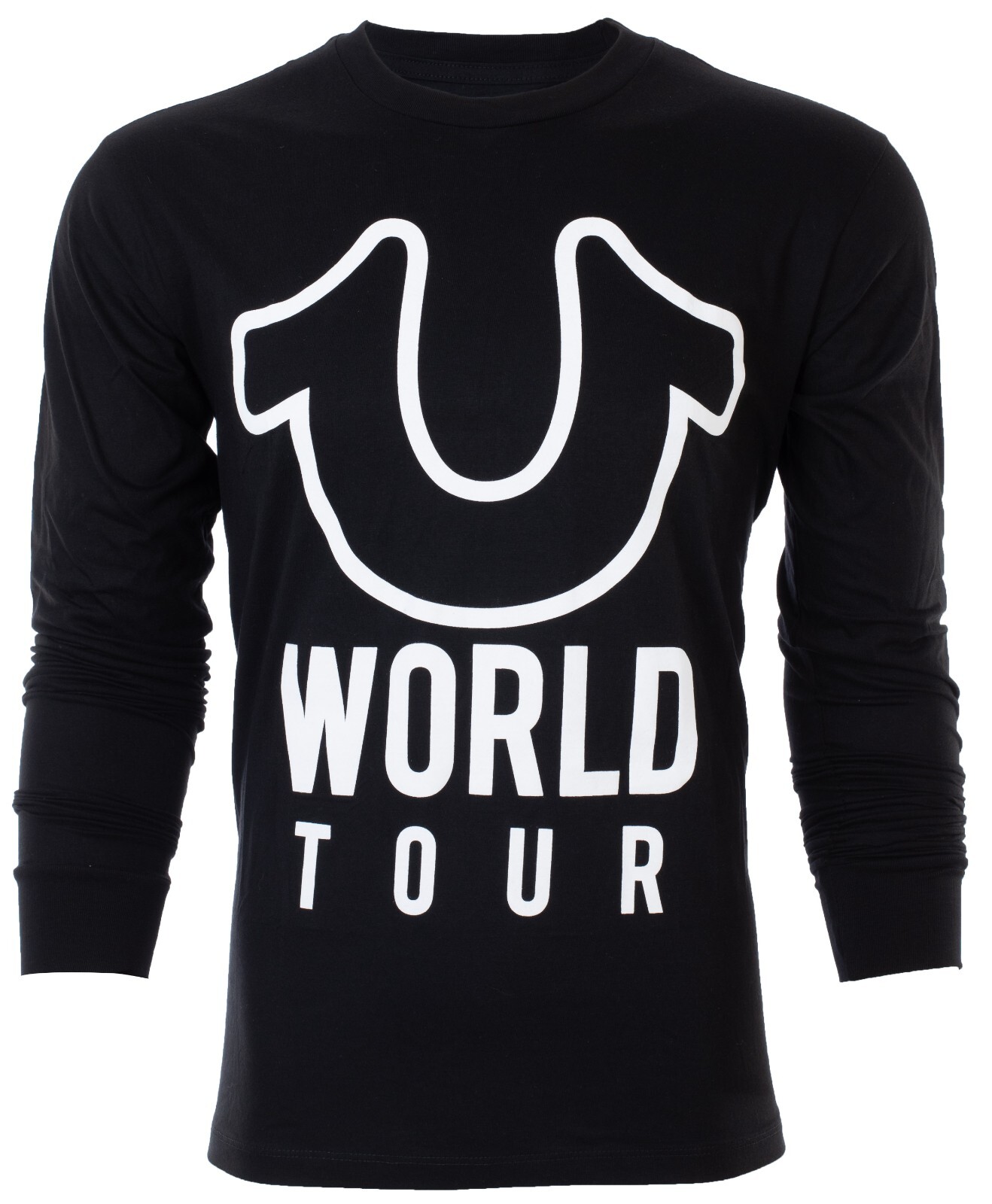 $79 TRUE RELIGION Black White WORLD TOUR Long Sleeve Designer Graphic T-shirt