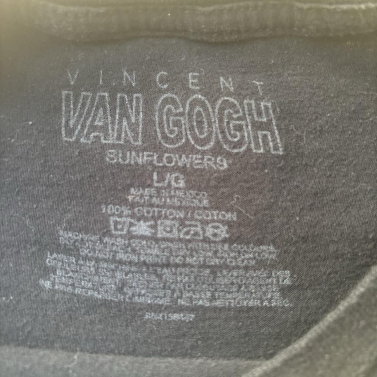 Vincent van Gogh Sunflowers Men’s Black Graphic Short Sleeve Crew Neck Tee L/G