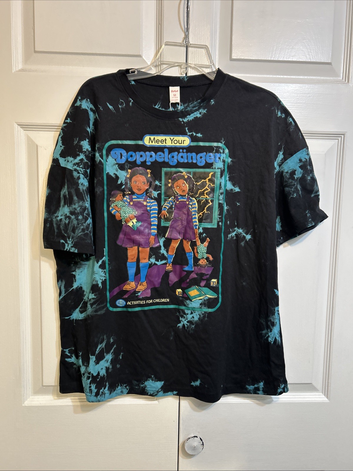 NWT Romwe Short Sleeve T shirt “Meet Your Doppelganger” Size (6) M Medium Black