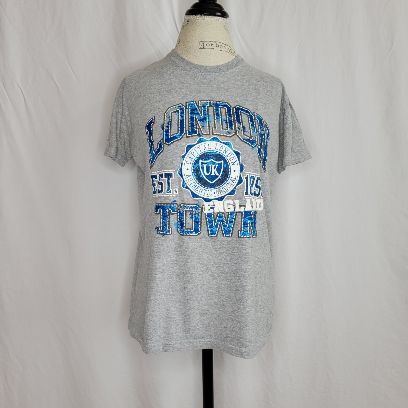 Souvenir London Town Unisex T-Shirt Grey/Blue