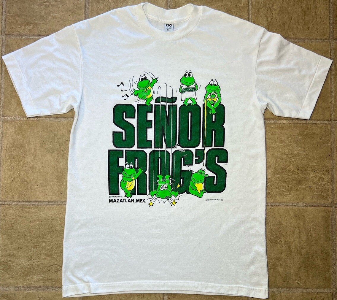 Vintage Señor Frogs Mazatlan Mexico Mens XL Graphic T-Shirt Apricot Design Tag
