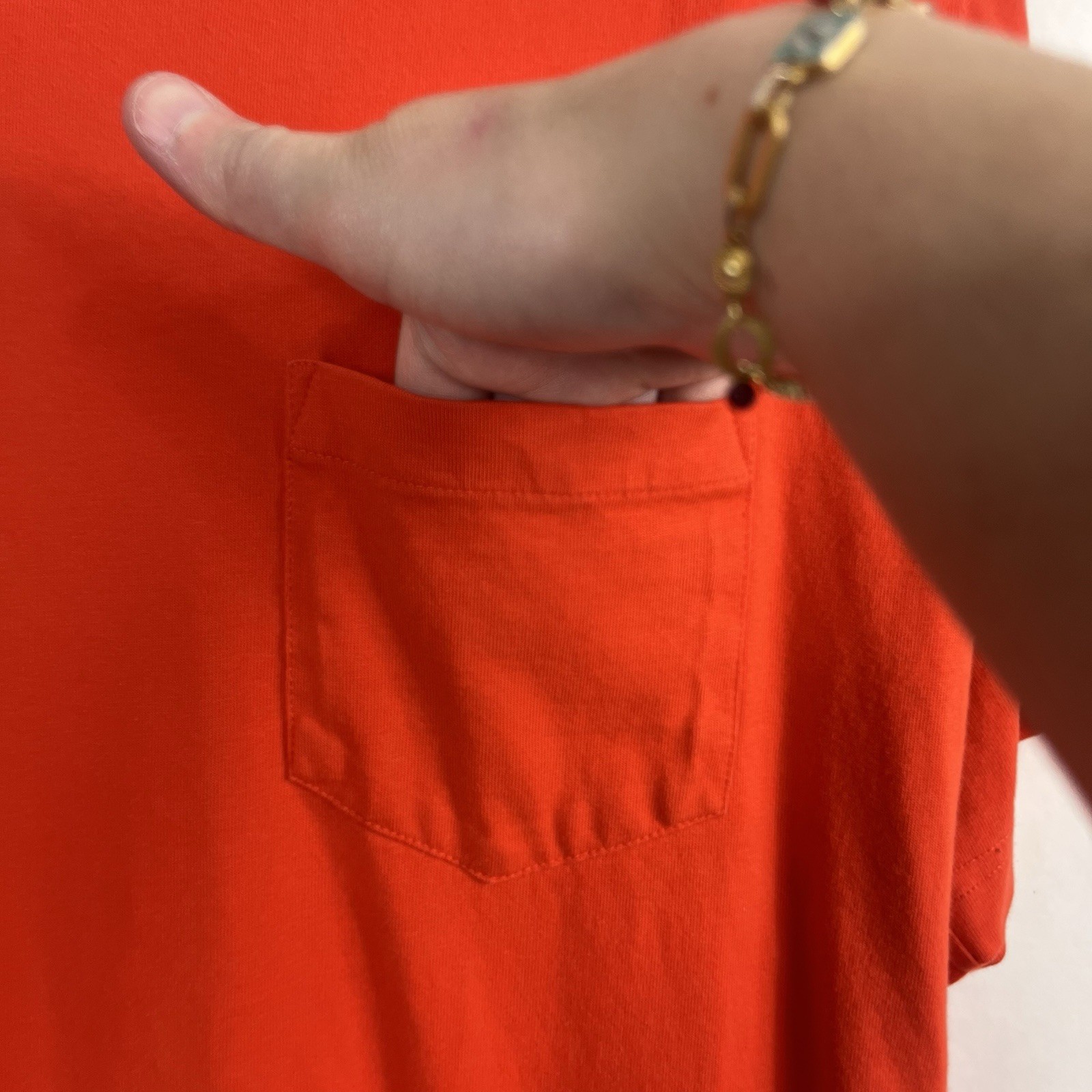Saddlebred Men’s Solid Orange Pocket Round Neck Short Casual Sleeve T-Shirt Sz L