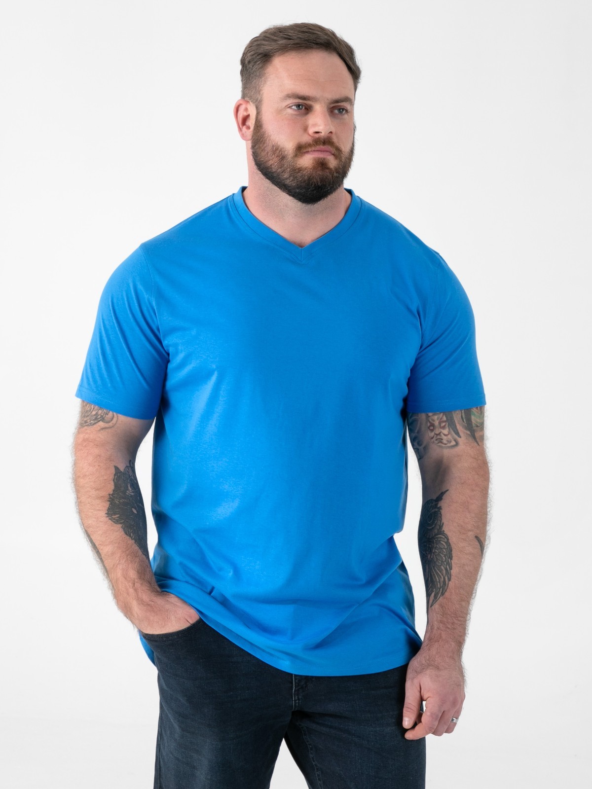 D555 DUKE MENS V NECK T-SHIRT TEE SHIRT PREMIUM COMBED COTTON M-XXL IN 9 COLORS