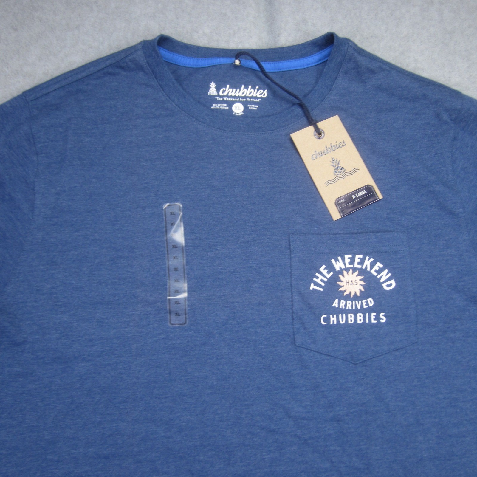 Chubbies Shirt Mens XL Blue The Weekend Has Arrived Pocket Crewneck Preppy