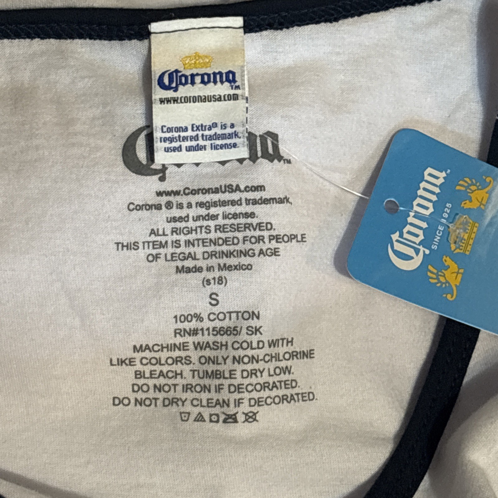 Corona Men’s Small Tank Top Shirt Beer Beach Waves