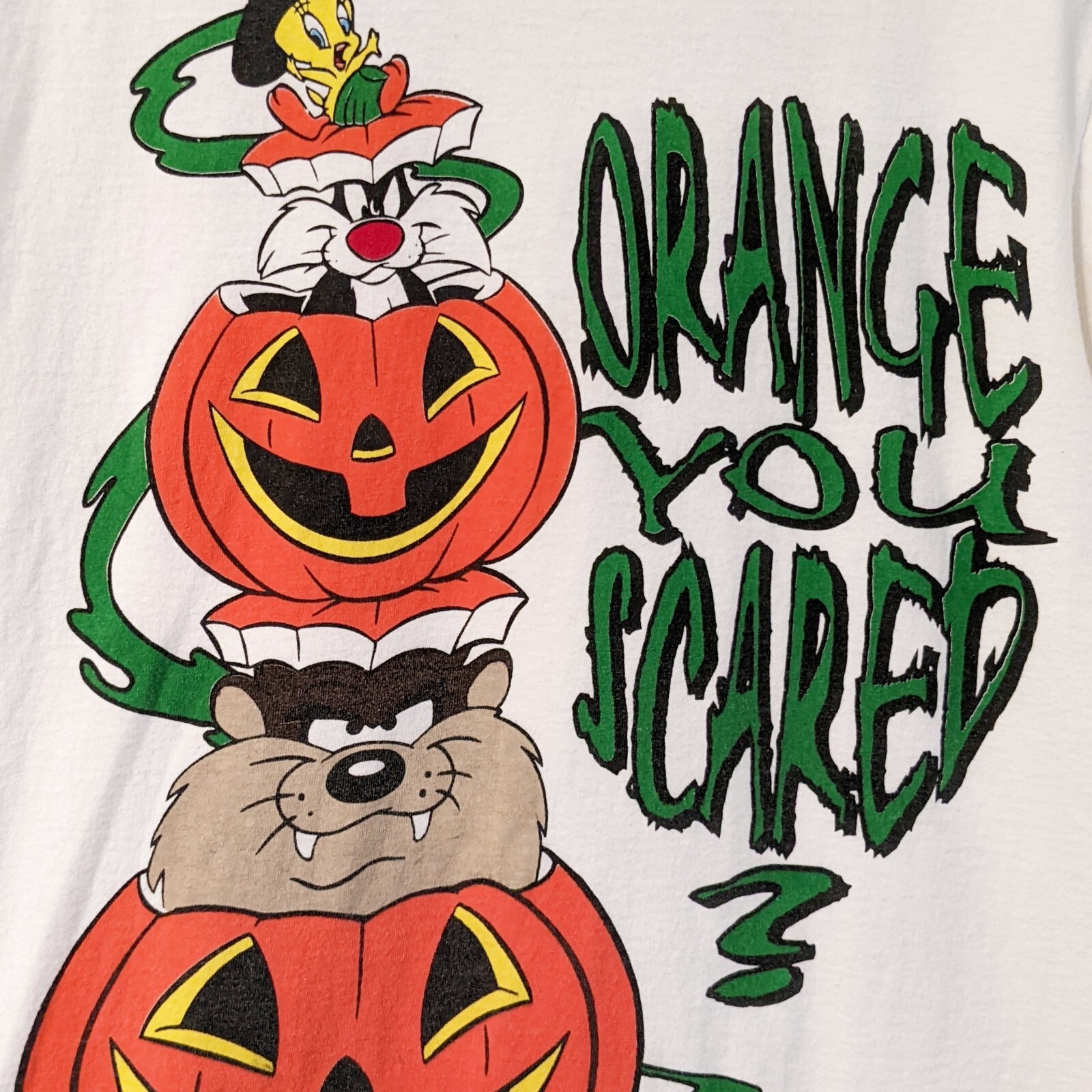 Vintage Looney Tunes Orange You Scared 1998 Graphic Tee Single Stitch Rare Size