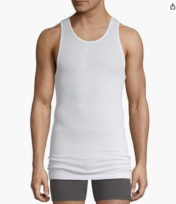 Stafford Mens Dry + Cool A-Shirt | Long Tall White Tank Top Undershirt | 4-Pack