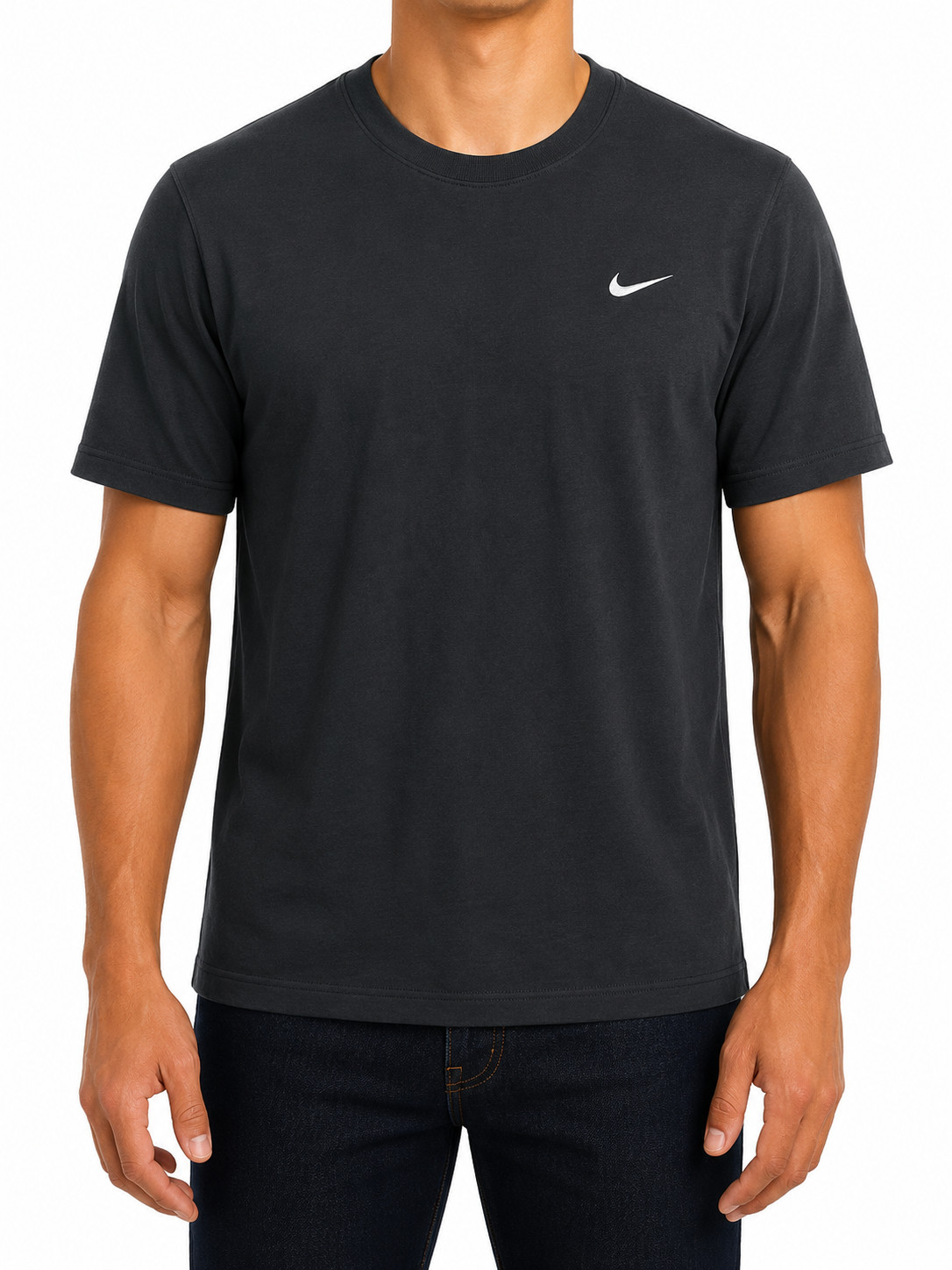 Nike Men’s Black Swoosh Crew Neck T-Shirt Size L Regular Fit