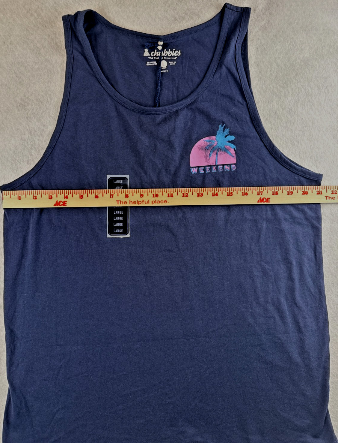 Chubbies Weekend Tank Top Mens Large Navy Palm Tree Graphic Beach Casual NWT