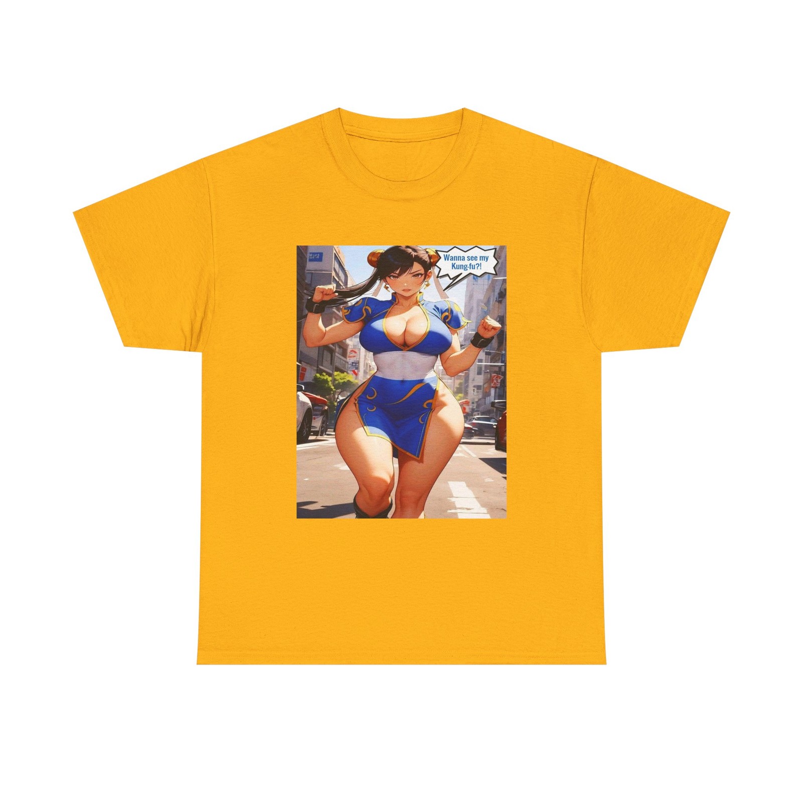 Curvy Anime Fighter Tee, Chun-Li Illustration Shirt, Custom Street Fighter Tee