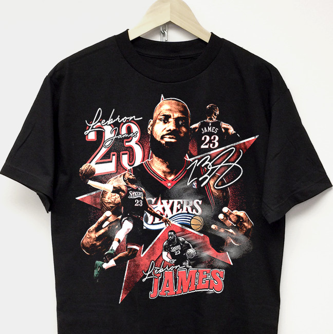 Lebron James Philadelphia 76ers graphic t-shirt vintage rap tee hip hop jersey