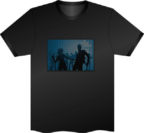 Unique Equalizer DJ/Rave/Pub Music Sound Activated flashing LED T-Shirt 026