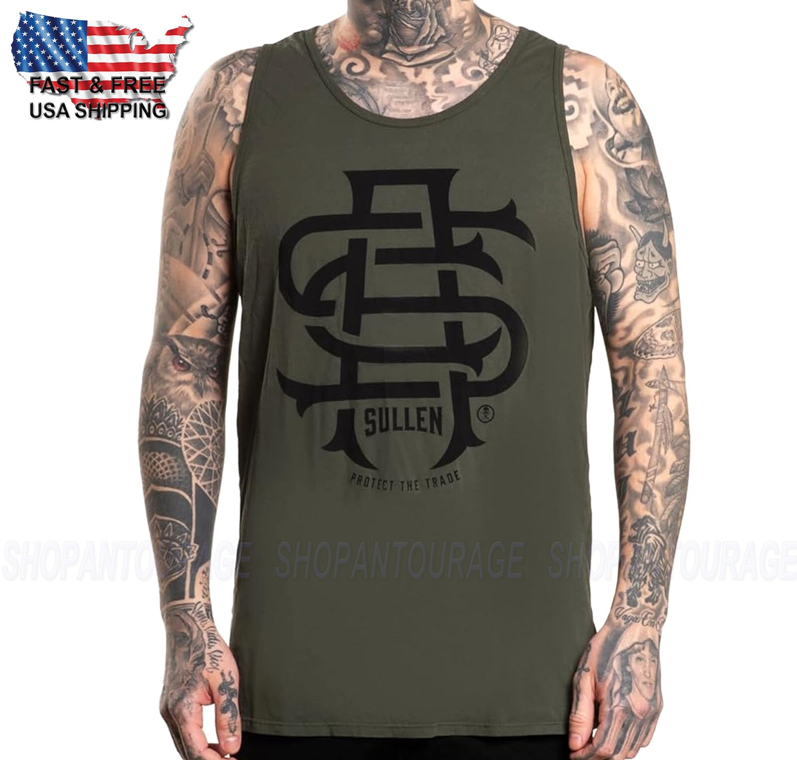 Sullen Art Collective SAC SCM7205 New Tattoo Skull Sleeveless Tank Top for Men