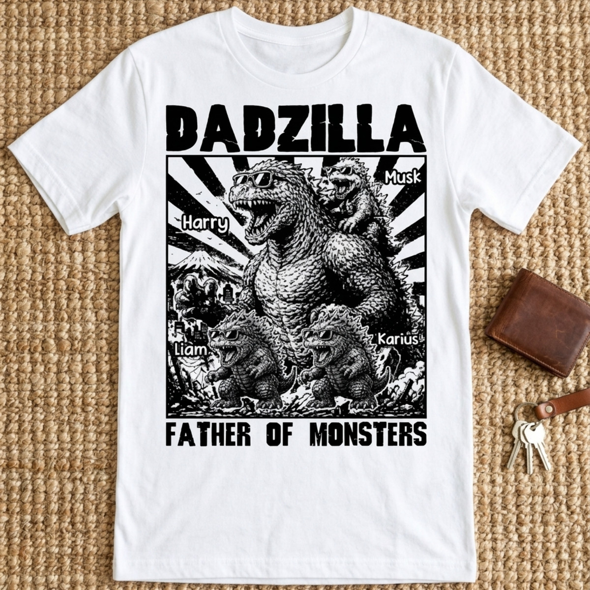Personalize Dadzilla Father of Monsters Shirt, Father’s Day Custom Name Shirt
