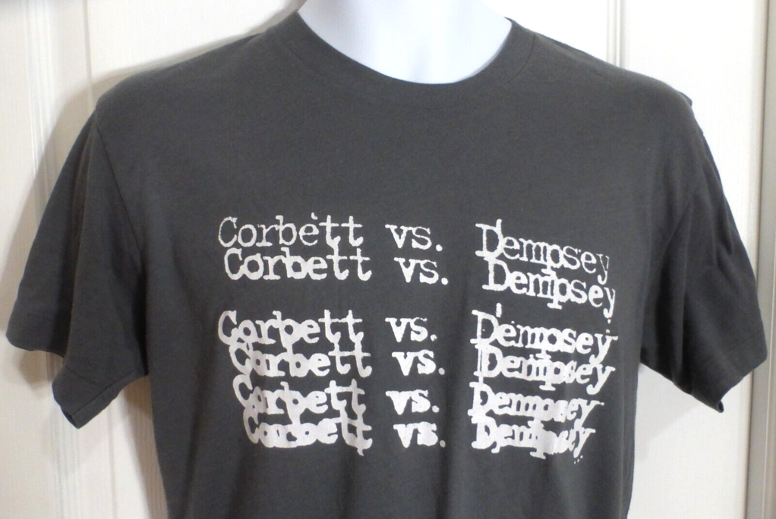The 50 50 Shirt, Men’s T-Shirt, Corbett vs. Dempsey, Gray, Size S, NWOT
