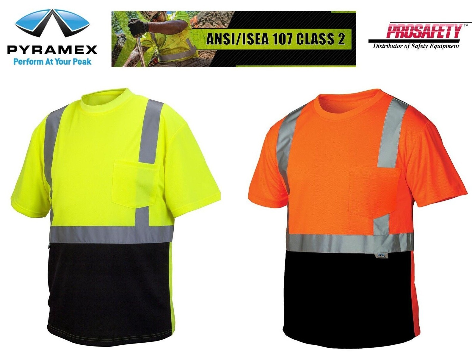 HIGH VISIBILITY ANSI ISEA CLASS 2 REFLECTIVE HI VIS ROAD WORK SAFETY T SHIRT