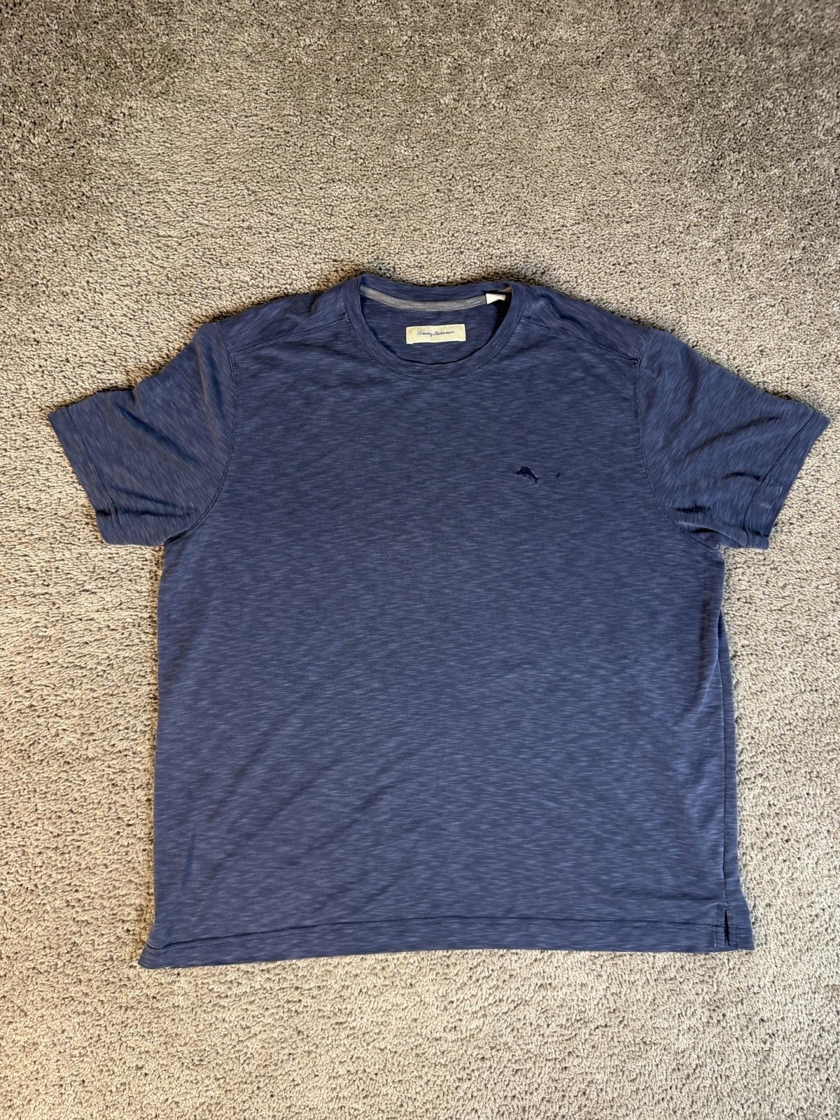 Tommy Bahama Shirt Mens 2XL Blue Crew Neck Modal Polyester Logo Classic Fit
