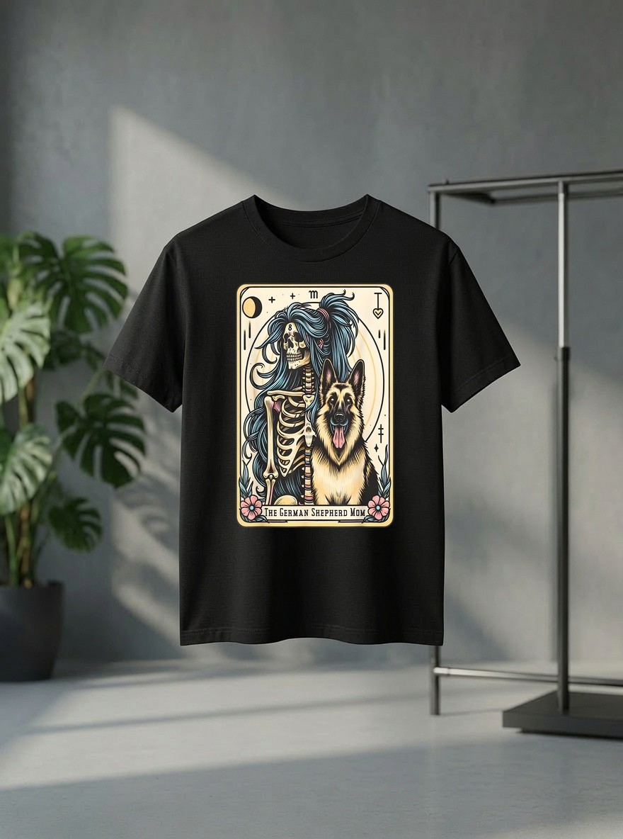 Retro German Shepherd Mom Tarot Card Witchy Vibes Dog Mom Tee