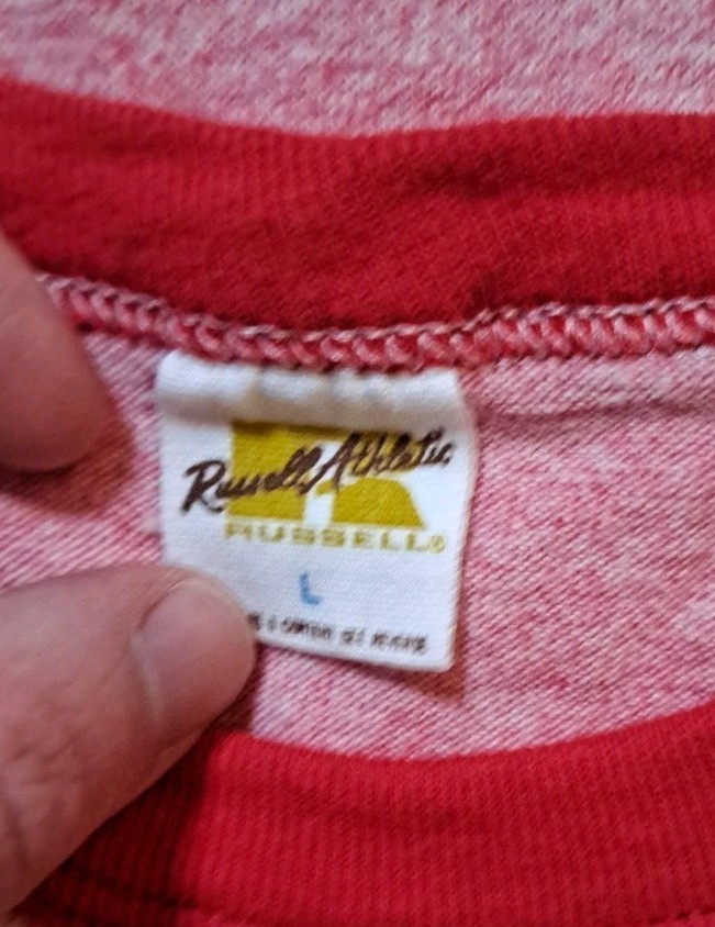 3 Vintage 80s 70s Russell Athletic Ringer Heather Red Tri Blend Large