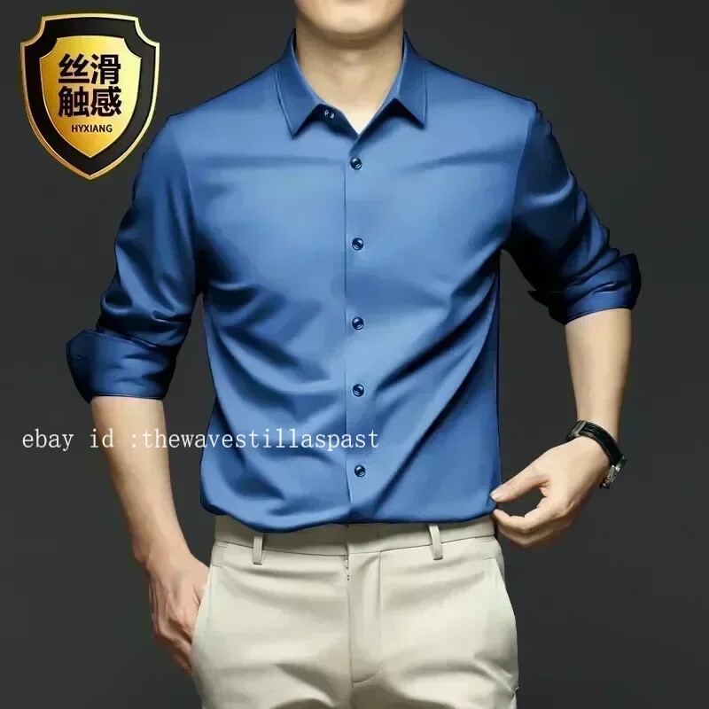 Men’s Shirt Long Sleeve Non Iron Wrinkle Resistant Business Dress Casual Shirt
