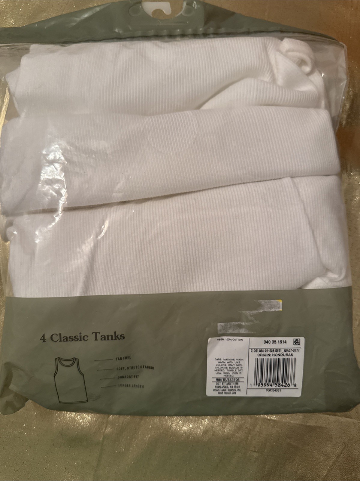 NWT Goodfellow Men’s 4 Pack Classic Ribbed Cotton Tanks White Size Small 34-36″