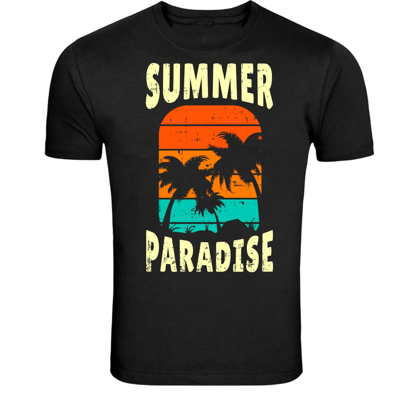 Summer Paradise T-Shirt – Retro Tropical Palm Trees Sunset Beach