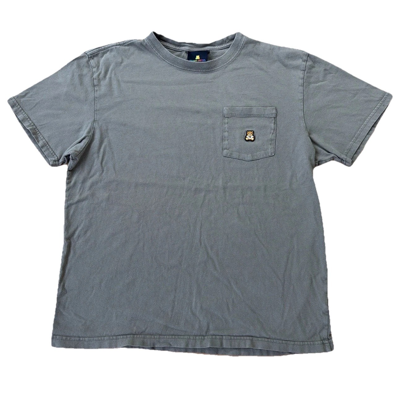 Teddy Fresh Classic Pocket Tee Embroidered Bear Green Mens Large Cotton