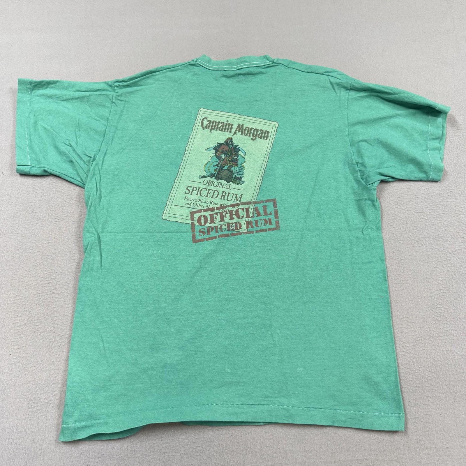 Captain Morgan Shirt Mens XL Green Official Crew Member Spiced Rum Graphic Tee