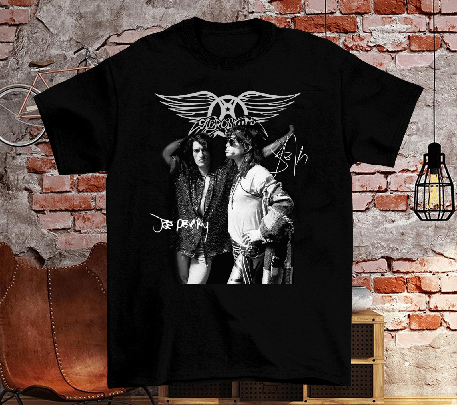 Aerosmith -Joe Perry- Steven Tyler Signature Black All Size S-5XL T-Shirt