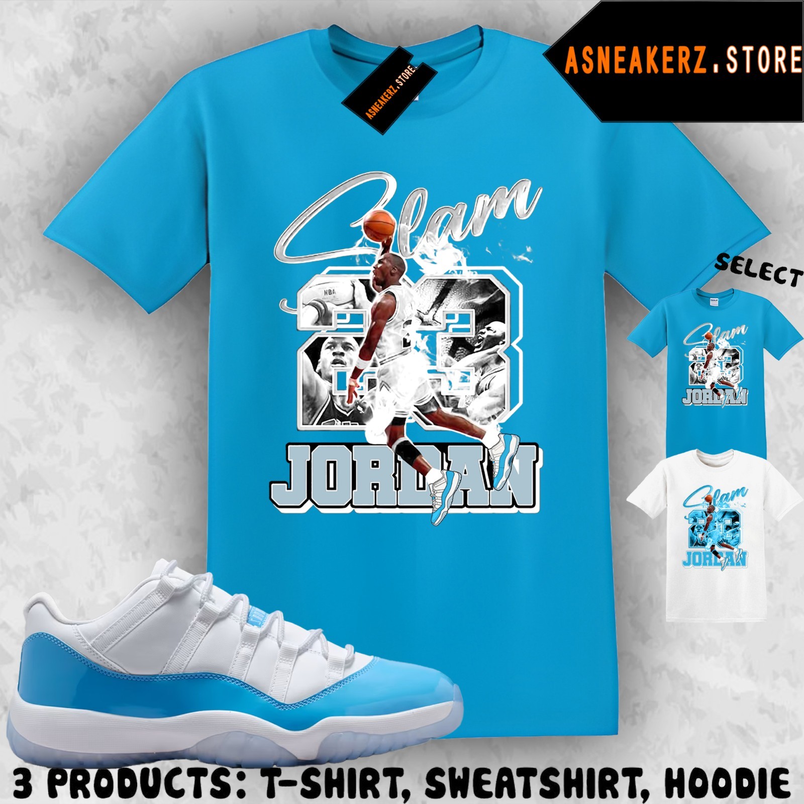 Shirt Match AJ 11 Low University Blue 2026 Sneaker Matching Tee MJ Icon 23 Slam