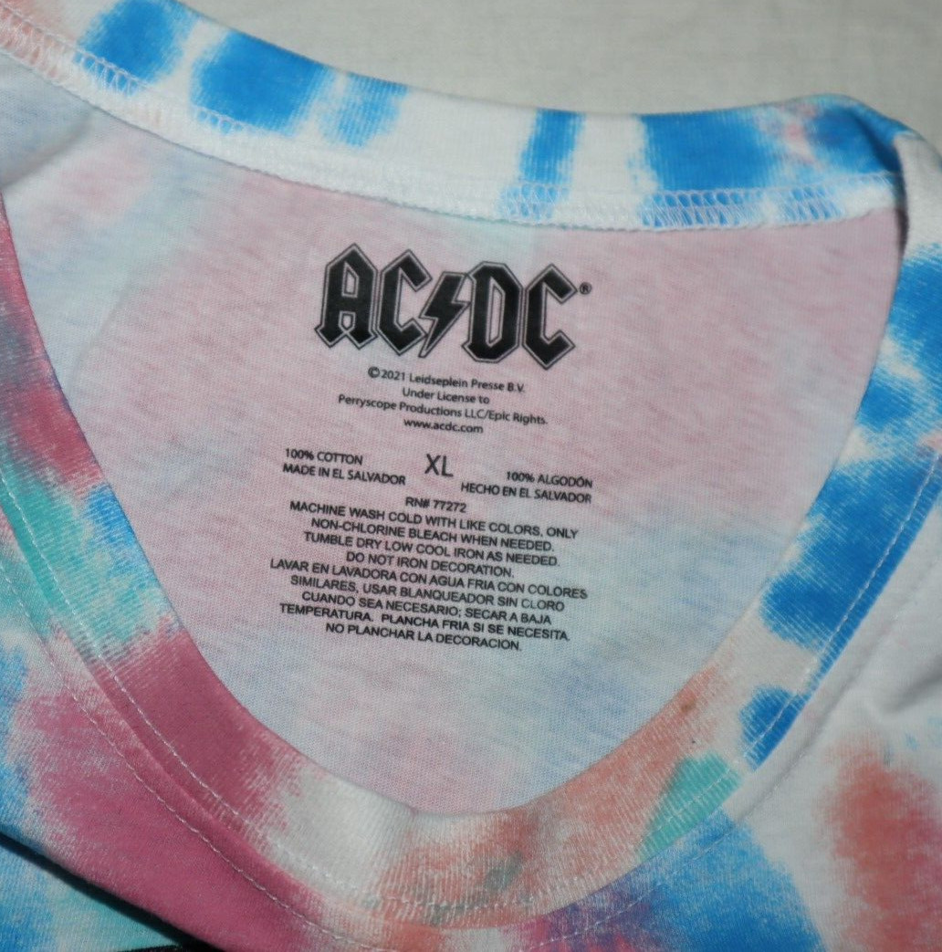 AC/DC HIGH VOLTAGE Size XL Tie-Dye Tank Top Muscle Shirt AUTHENTIC Rock NEW