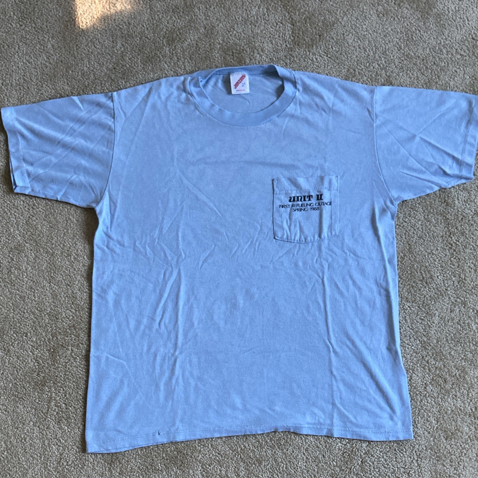 Jerzees Men’s Blue Graphic Print Pocket T-Shirt, L