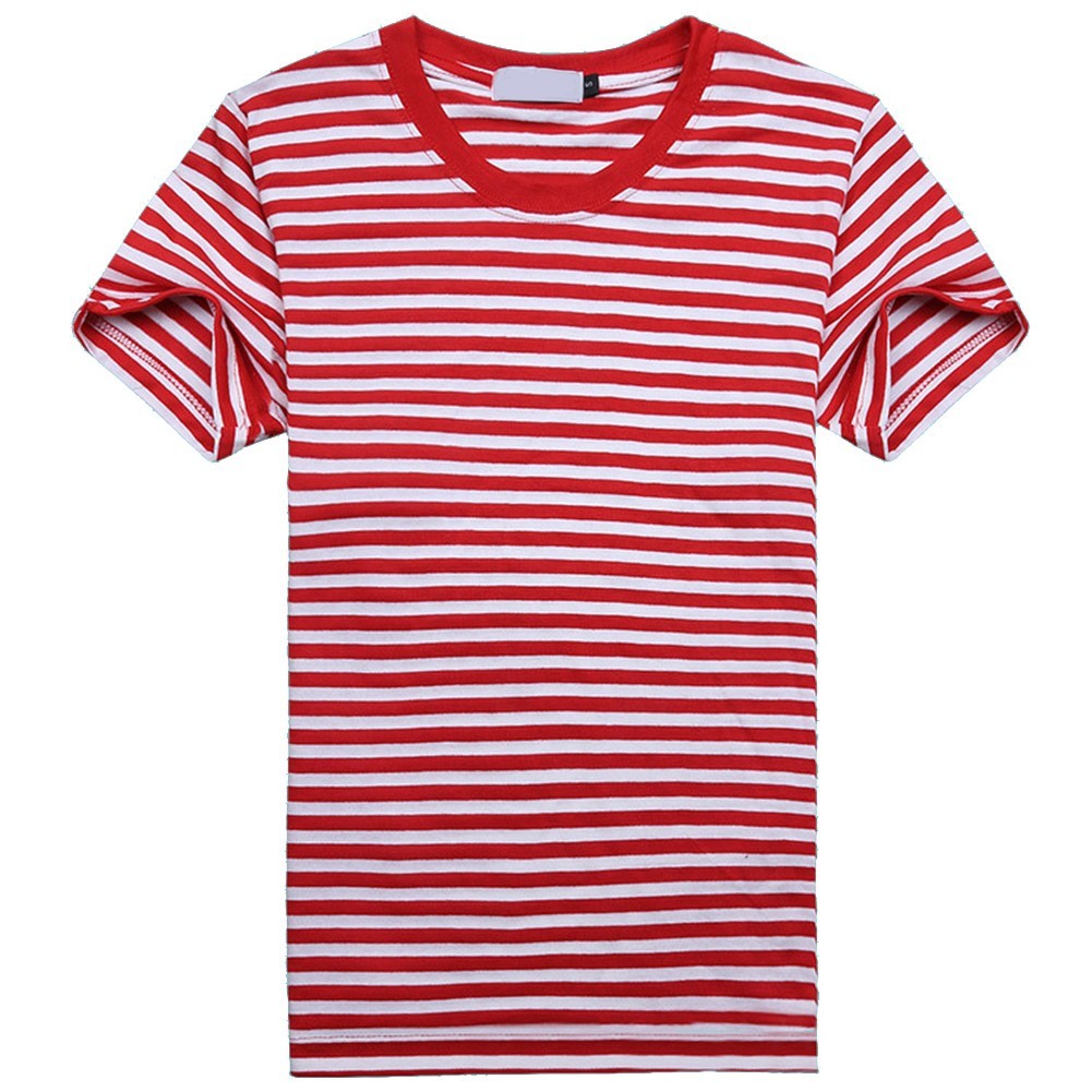 Stylish Men’s Blue and White Striped Tshirt with Short Sleeves for Sports
