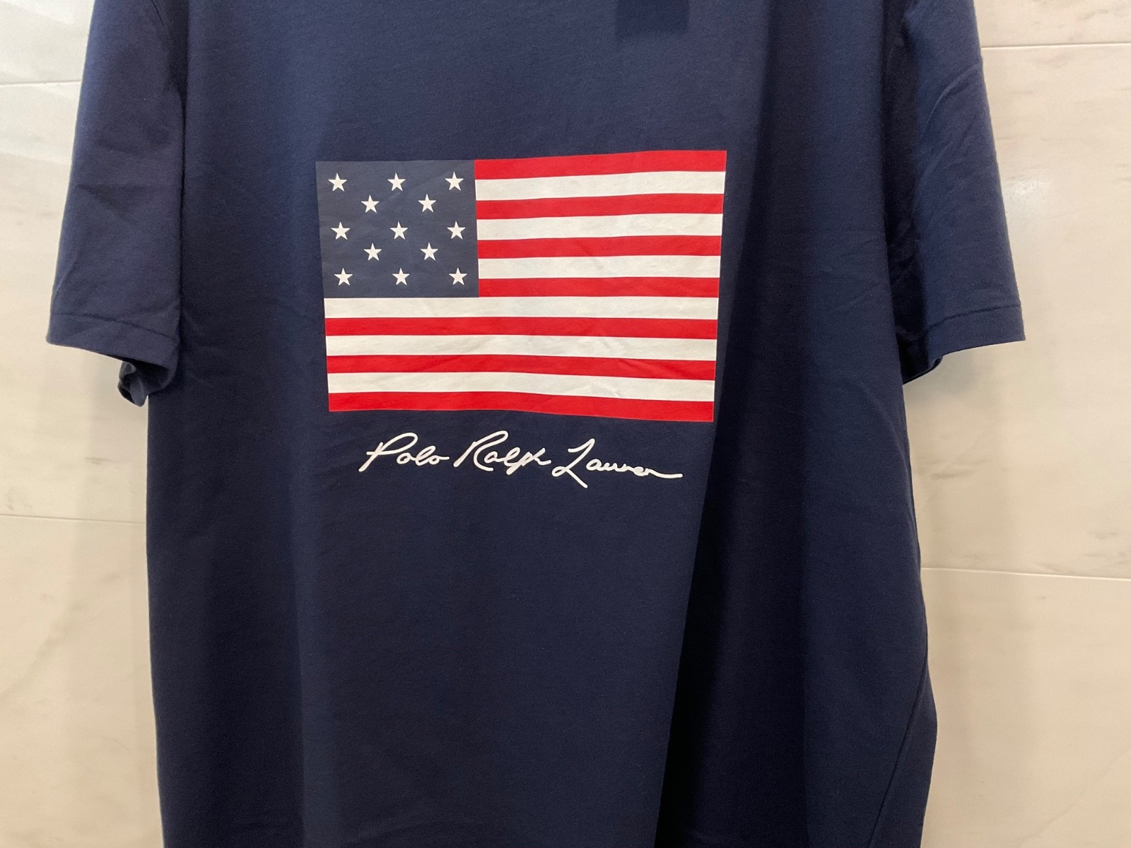 Polo Ralph Lauren Navy AMERICAN FLAG Graphic Classic Fit Short Sleeve T Shirt