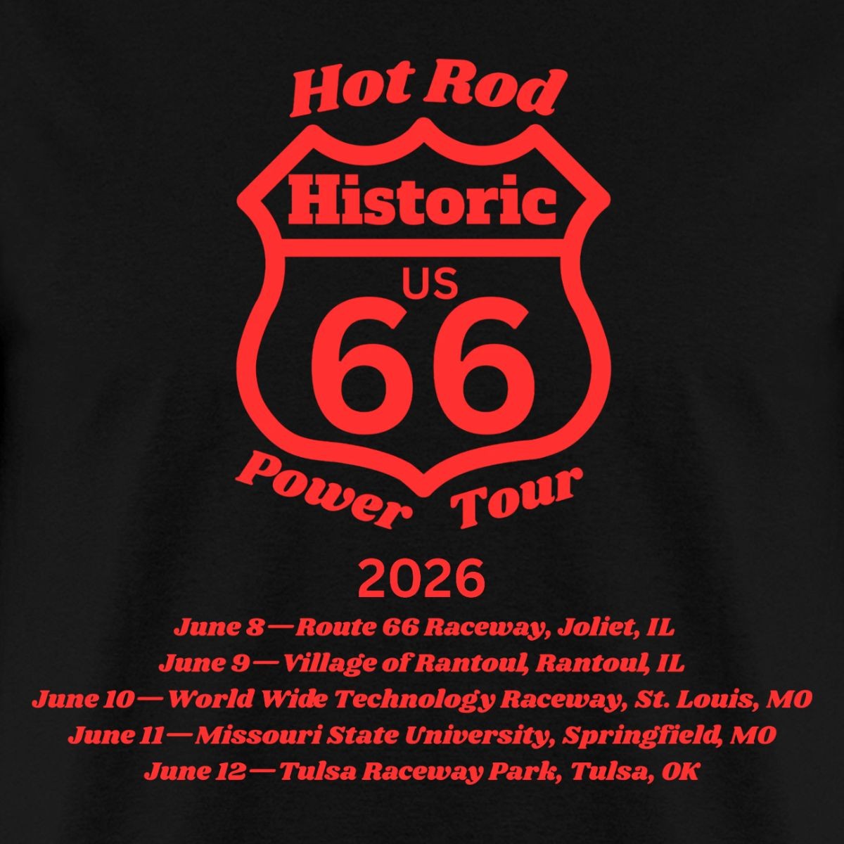 Hot Rod Power Tour 2026 | US Car Show | Historic Route 66 Men’s T-Shirt