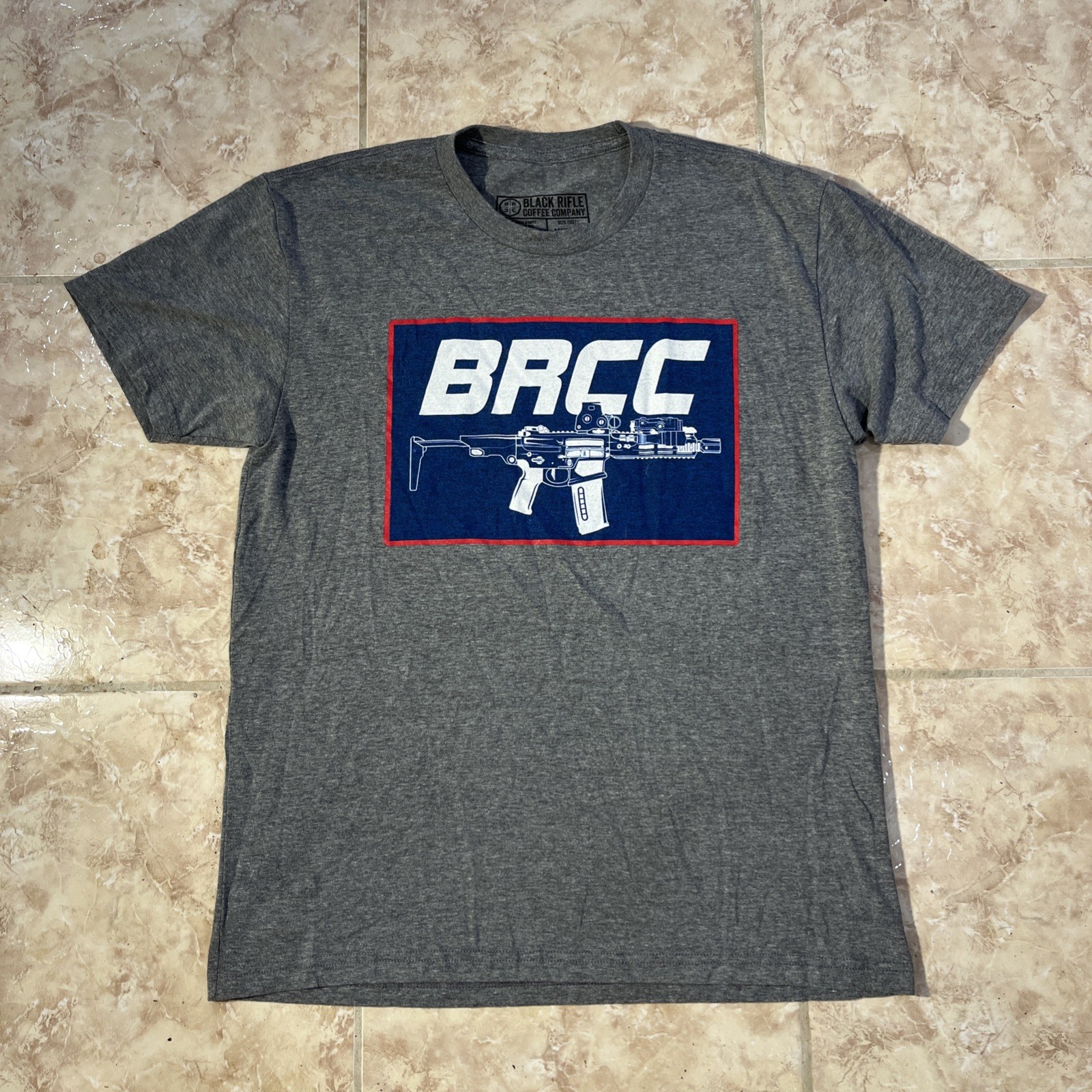 Black Rifle Coffee Company BRCC AR-15 USA Graphic T-Shirt Gray Men’s Medium
