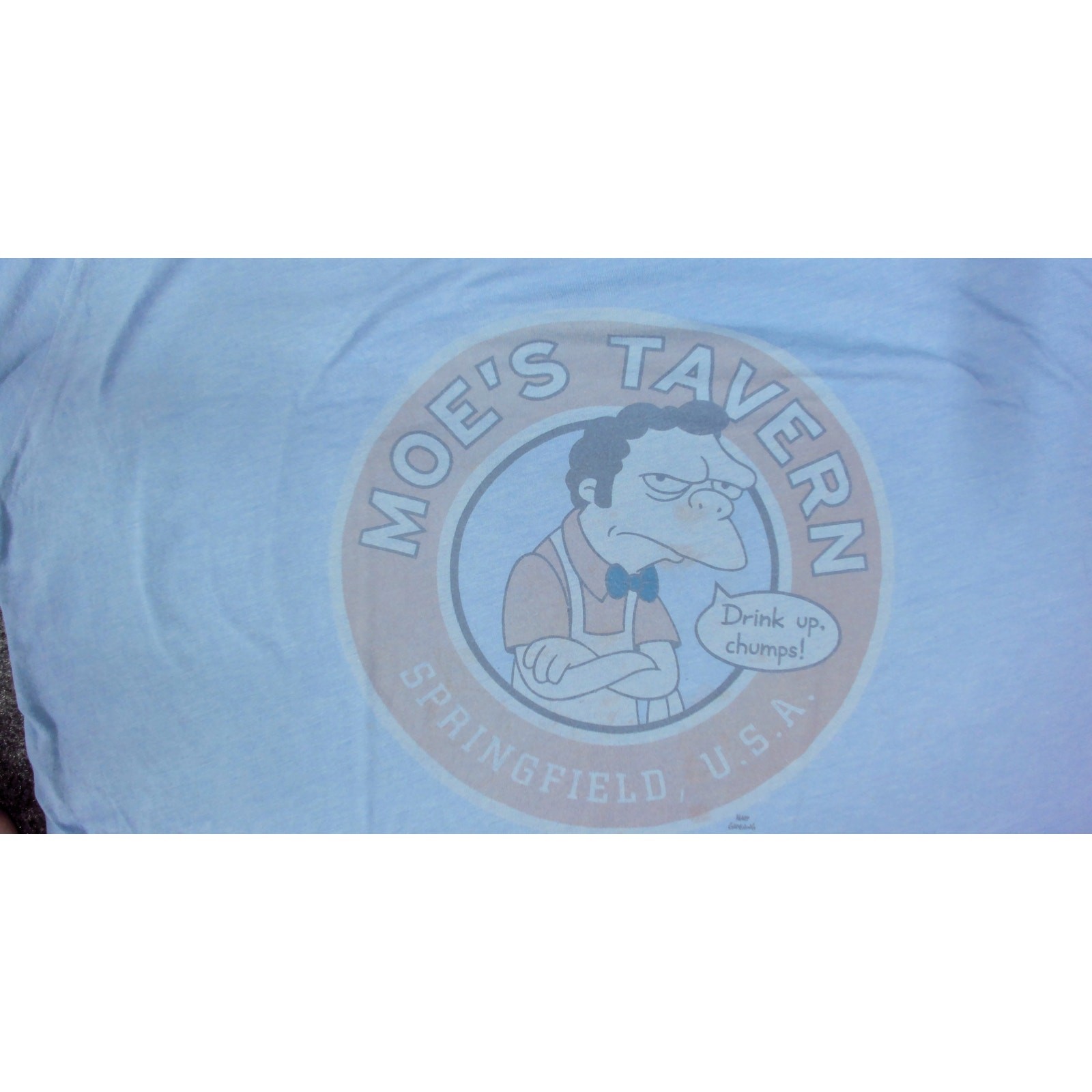 Vintage 2005 The Simpsons Moes Tavern Ringer T Shirt Mens XL Changes Y2K Blue