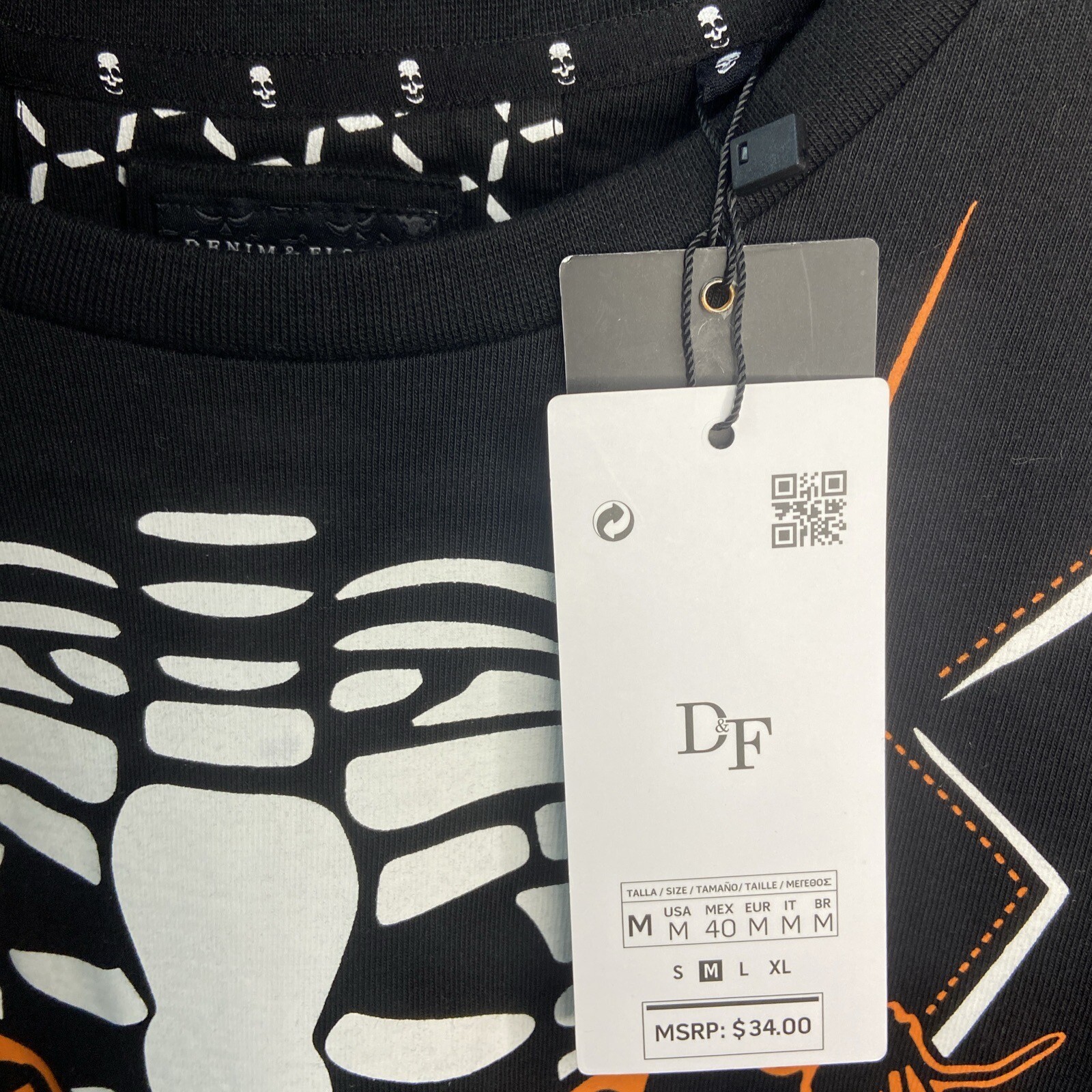 NEW Denim & Flower Skeleton Tuxedo Mens M Long Sleeve Shirt Spider Halloween