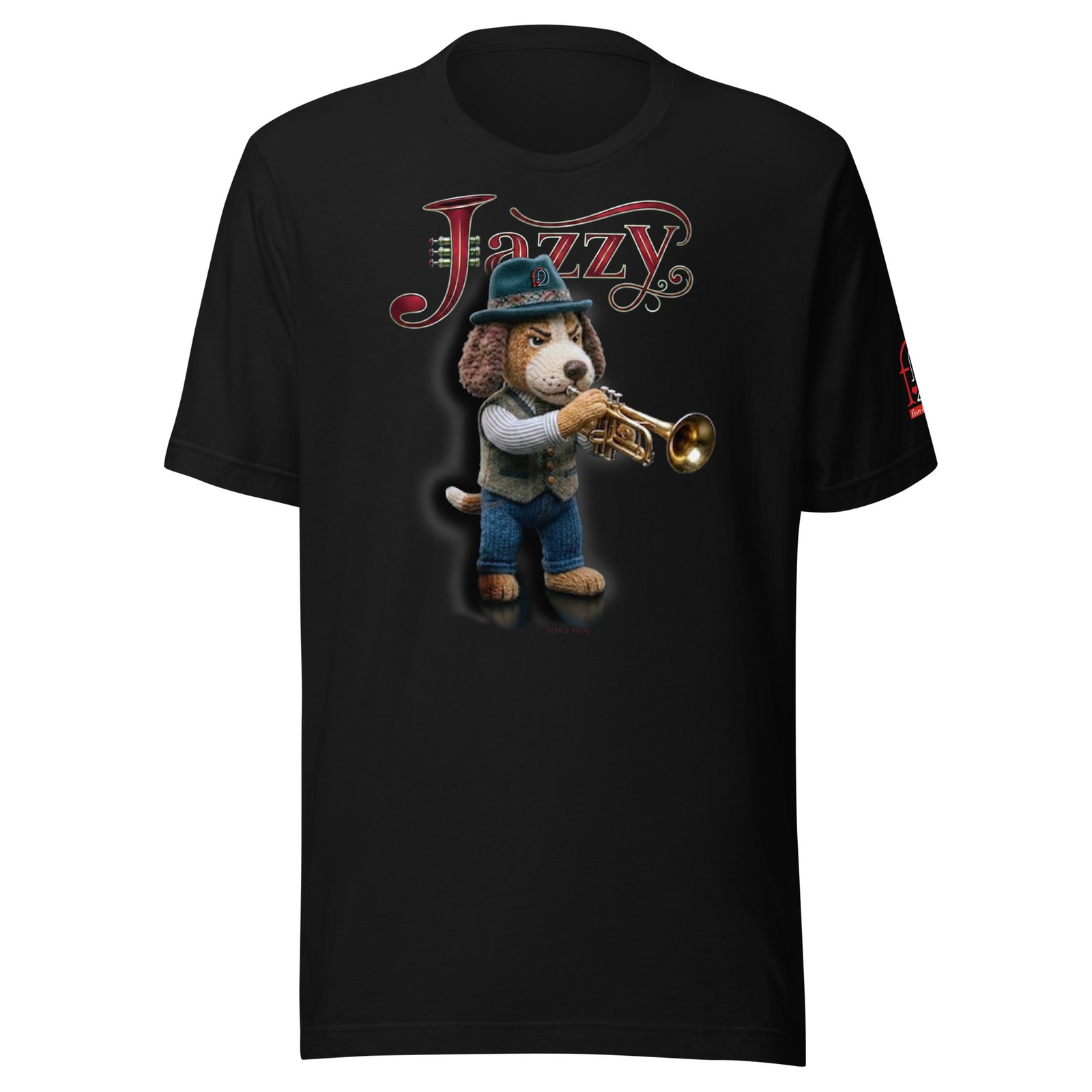 Jazzy the Dog Trumpet Player Vintage Graphic T-Shirt – Retro Music Lover Tee