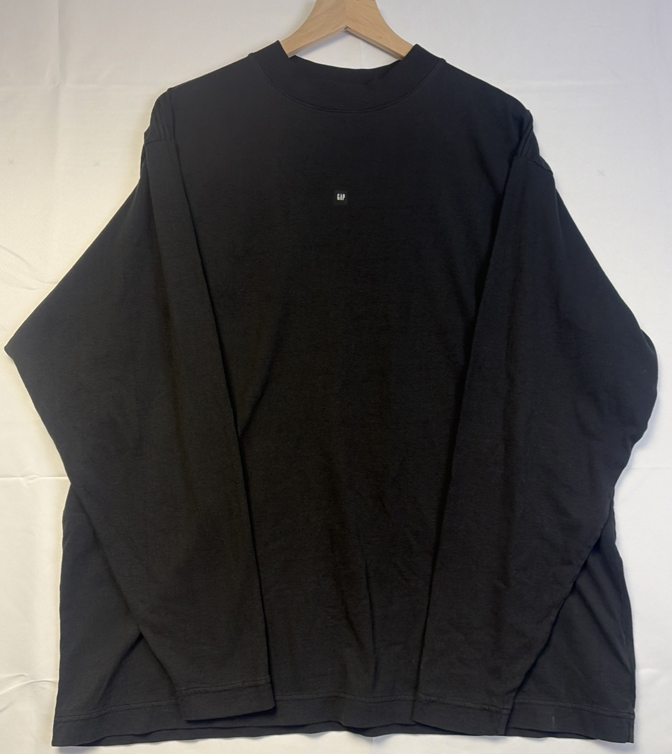 YEEZY x GAP Black Oversized Mock Neck Kanye West Long Sleeve T Shirt Center Logo